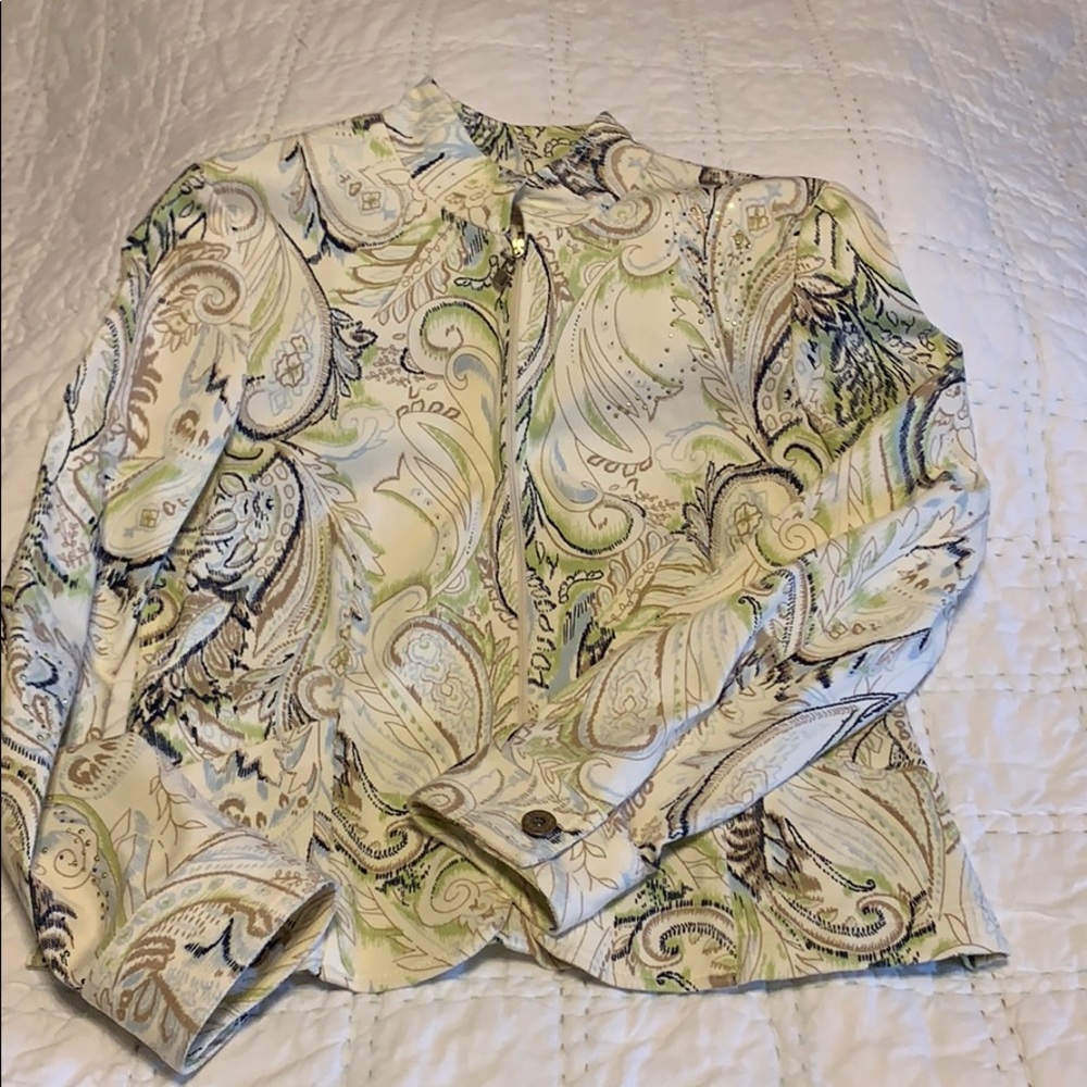 Peck & Peck paisley print jacket w/bling Size 8P